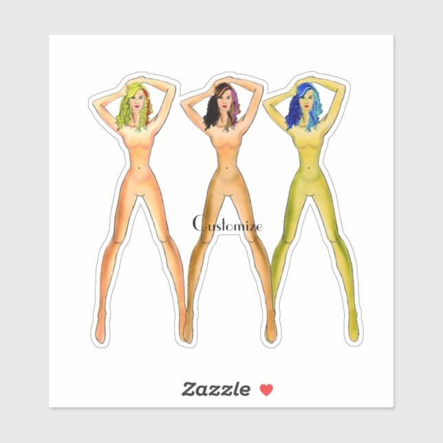 3 long-legged Ladies Standing Thunder_Cove Sticker (Sheet)