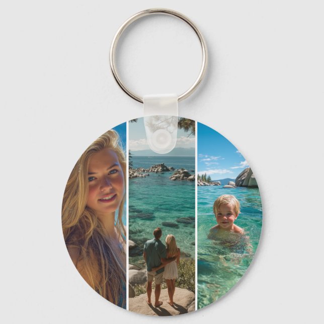 3 Long Vertical Strip Boho Photo Keychain (Front)