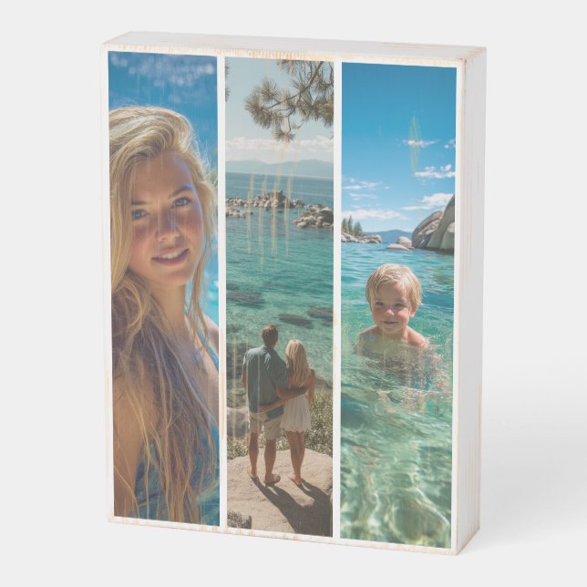 3 Long Vertical Strip Boho Photo Wooden Box Sign (Angled Vertical)