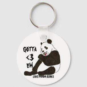 <3 LOVE PANDA BEARS KEYCHAIN