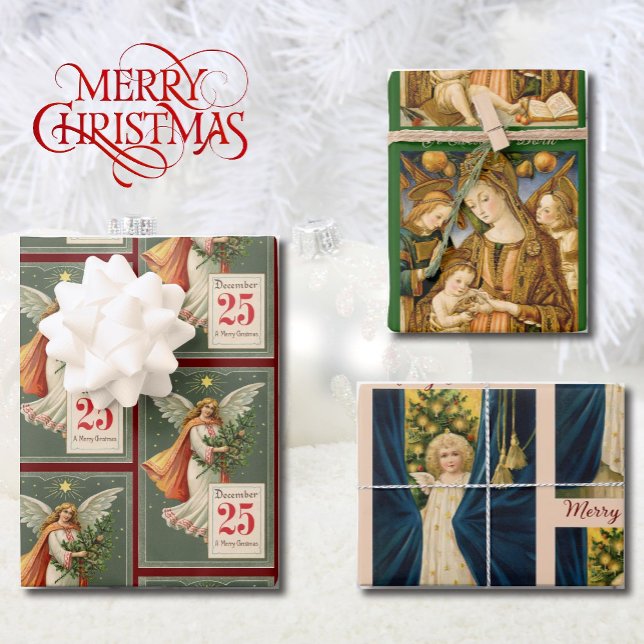 3 Lovely Christmas Angel  Wrapping Paper Sheets (Creator Uploaded)
