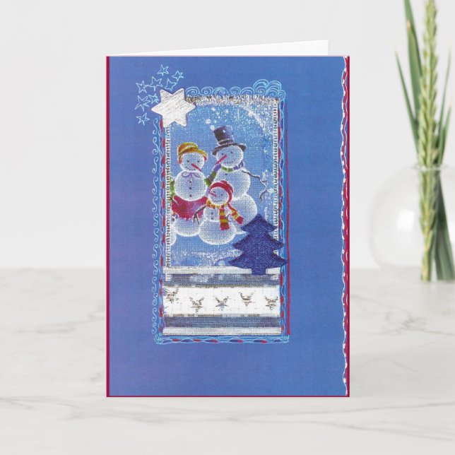 "3 Lustige Schneemänner, Weihnachts-Collage-Design Holiday Card (Front)