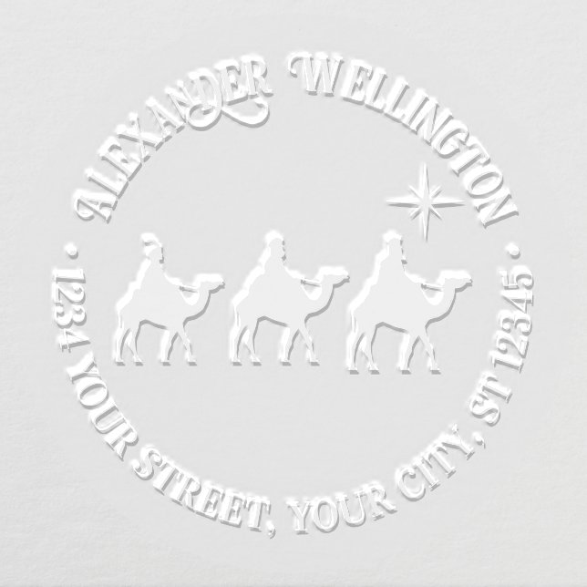  3 Magi Wisemen Kings, Star Round Name Address Embosser (Design)