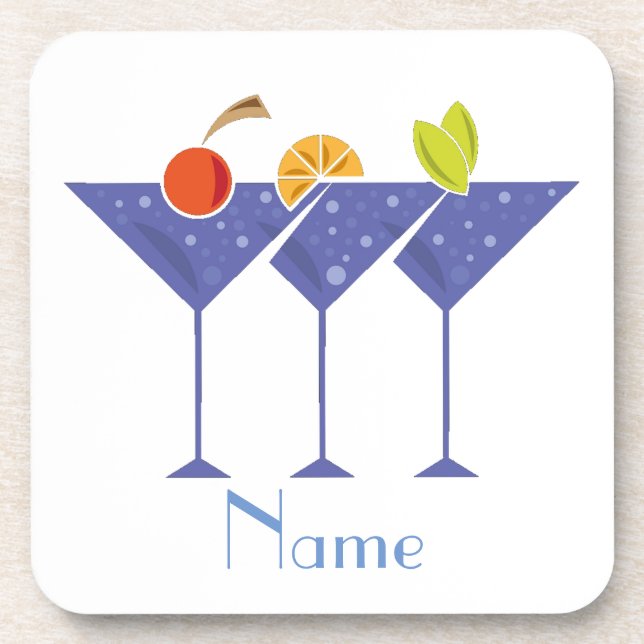 3 Martini Cocktails Thunder_Cove Beverage Coaster (Front)