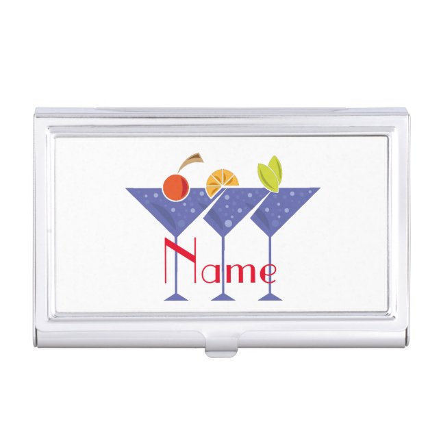 3 Martini Cocktails Thunder_Cove Business Card Case (Front)