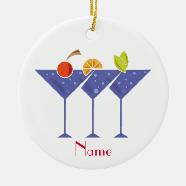 3 Martini Cocktails Thunder_Cove Ceramic Ornament (Front)