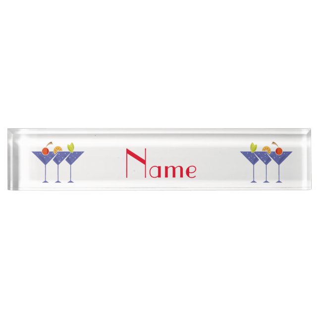 3 Martini Cocktails Thunder_Cove  Desk Name Plate (Front)