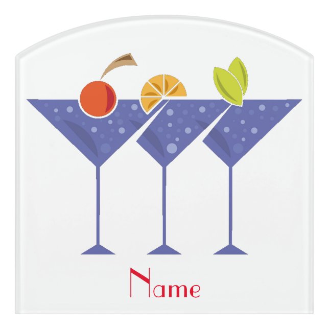 3 Martini Cocktails Thunder_Cove  Door Sign (Contour Front)