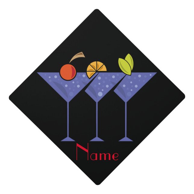 3 Martini Cocktails Thunder_Cove Graduation Cap Topper (Front)