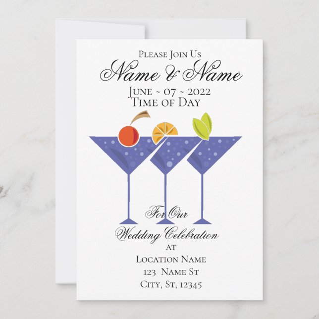 3 Martini Cocktails  Thunder_Cove Invitation (Front)