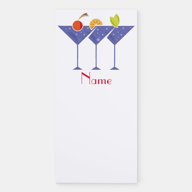 3 Martini Cocktails Thunder_Cove Magnetic Notepad (Front)