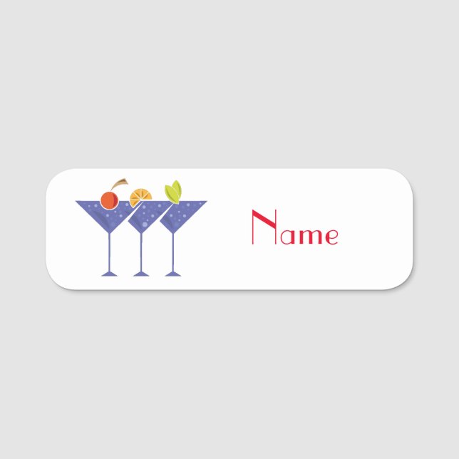 3 Martini Cocktails Thunder_Cove Name Tag (Front)