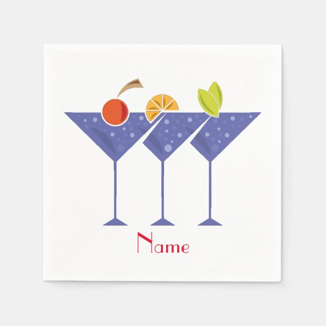 3 Martini Cocktails Thunder_Cove Napkins (Front)