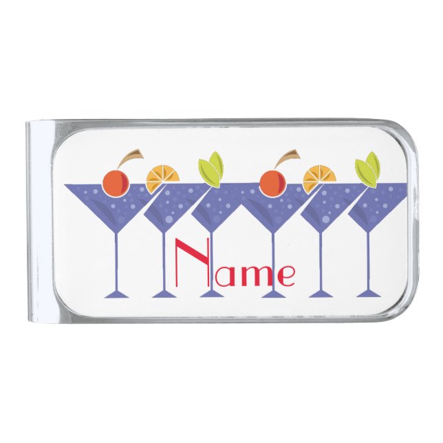 3 Martini Cocktails Thunder_Cove Silver Finish Money Clip (Front)