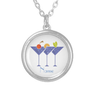 3 Martini Cocktails Thunder_Cove Silver Plated Necklace