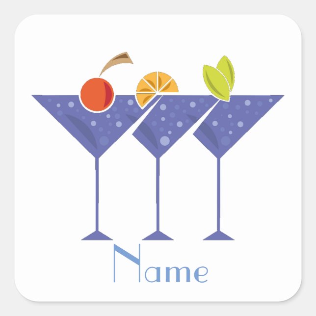 3 Martini Cocktails Thunder_Cove Square Sticker (Front)