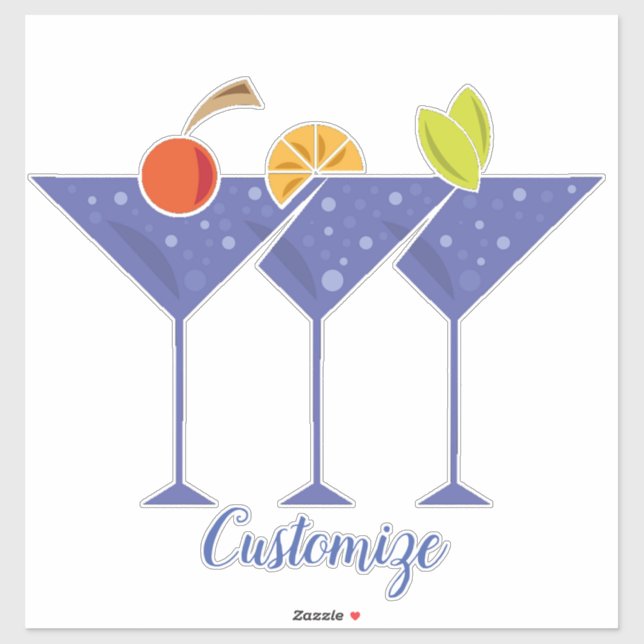 3 Martini Cocktails Thunder_Cove  Sticker (Sheet)