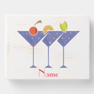 3 Martini Cocktails Thunder_Cove Wooden Box Sign