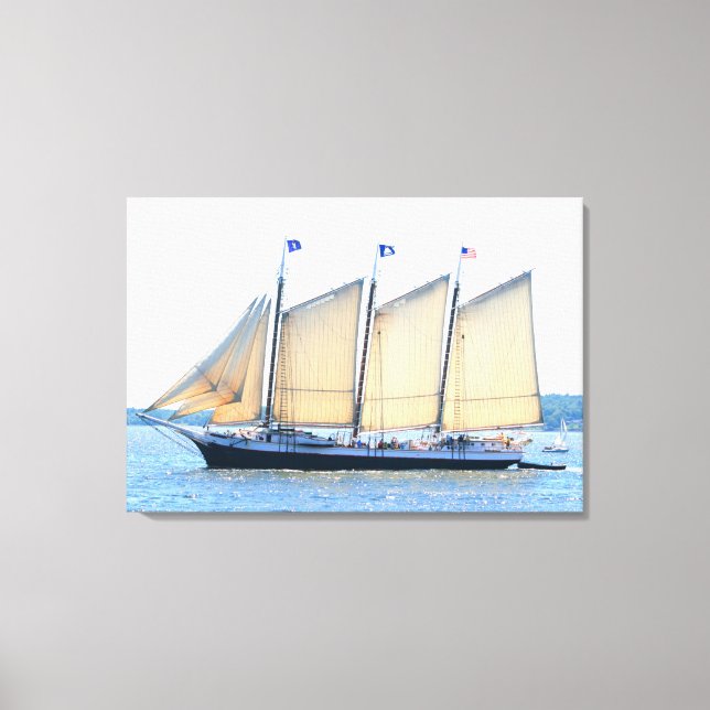 3 masted schooner wrapped canvas print (Front)