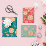 3 Mix Christmas Colors Floral Pattern Wrapping Paper Sheets<br><div class="desc">3 Mix Christmas Colors Floral Pattern Wrapping Paper Sheets.  Retro modern flower pattern print in teal green color,  light green color and red color. 60s and 70s vintage look with a modern twist. Perfect for wrapping Christmas gifts with these cute mix and match colors wrapping papers!</div>