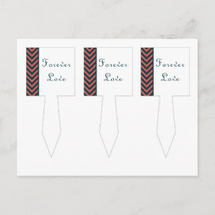 3 Modern Chevron Neon Coral/Navy Cup Cake Picks Postcard