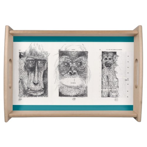 3 Monkeys Drawing Chinese New Year 2016 Serving Tray