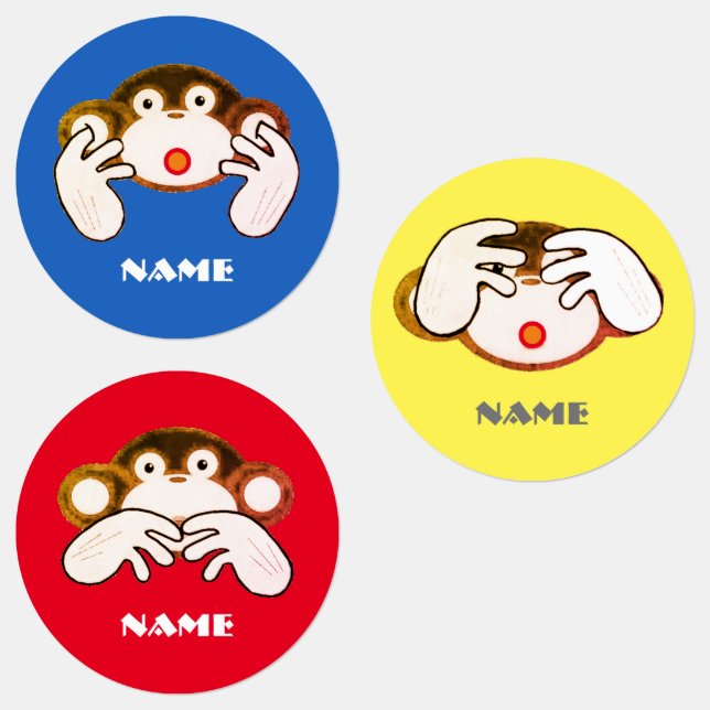 3 Monkeys Labels (Group)
