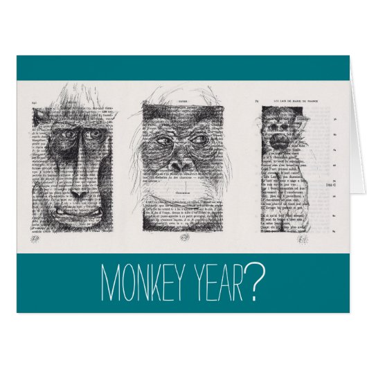 3 Monkeys Unconventional Chinese New Year Zodiac L Cards (Front Horizontal)