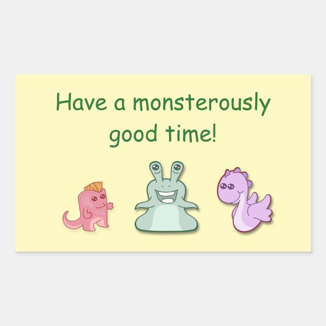 3 Monsters Personalized Monsterously Good Time Rectangular Sticker (Front)