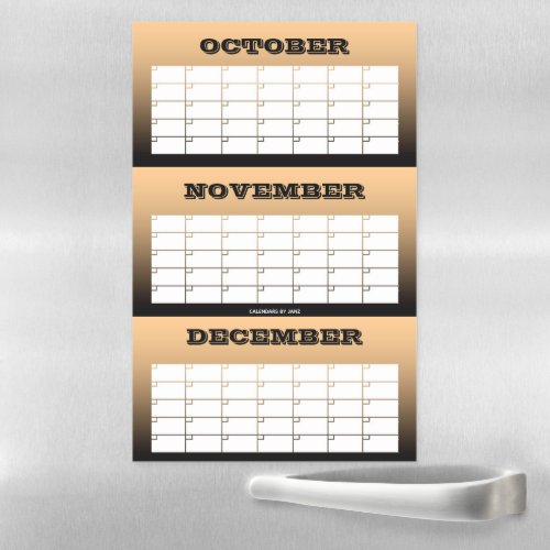 3 Month Copper Blank Calendar by Janz Magnetic Dry Erase Sheet