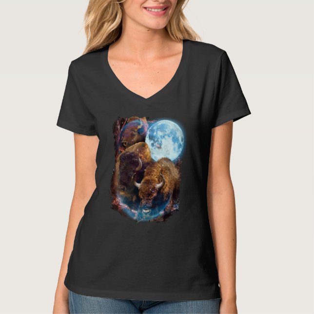 3 Moon Bison Buffalo Animal Bison T-Shirt (Front)