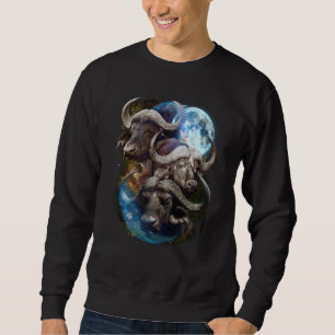 3 Moon Buffalo Bison Graphic Animal Sweatshirt