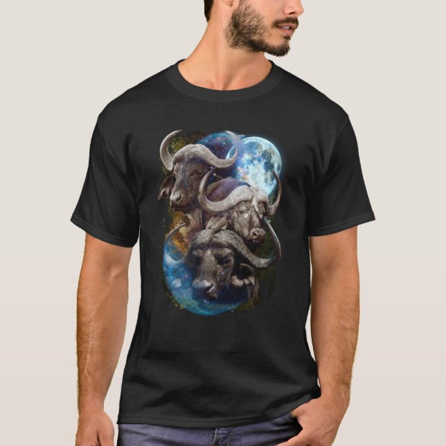 3 Moon Buffalo Bison Graphic Animal T-Shirt (Front)
