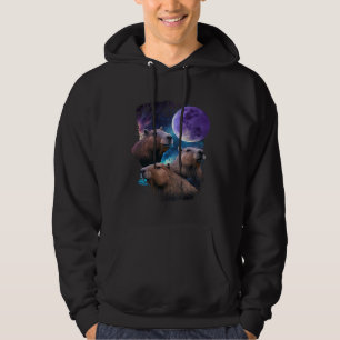 3 Moon Capybaras  Gnawer Rodent Capibara Hoodie