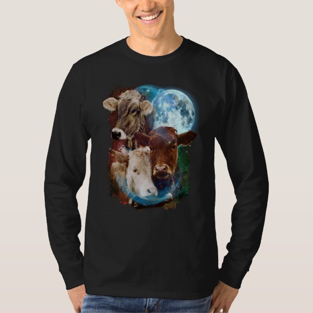 3 Moon Cow Livestock Cattle Animal T-Shirt (Front)
