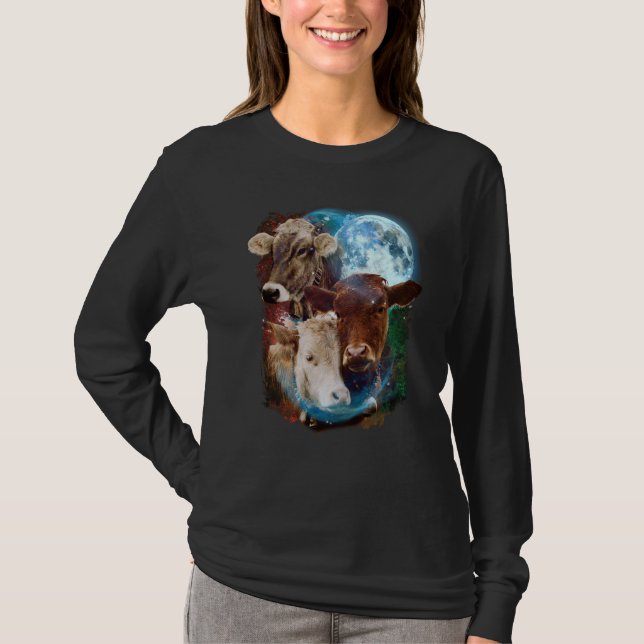 3 Moon Cow Livestock Cattle Animal T-Shirt (Front)