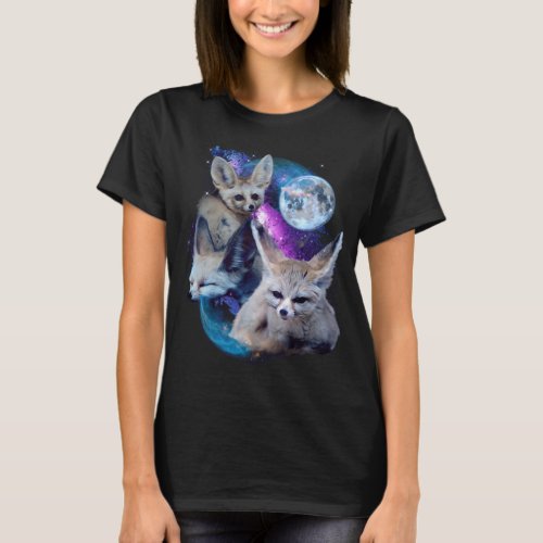 3 Moon Fennec Fox Adorable Foxes Art Animal Lovers T_Shirt