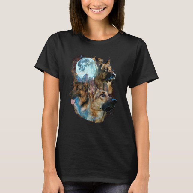 3 Moon German Shepherd Dog  Canine Puppy Graphic T-Shirt (Front)