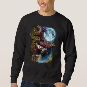3 Moon Moose Deer Elk Animal Graphic Sweatshirt