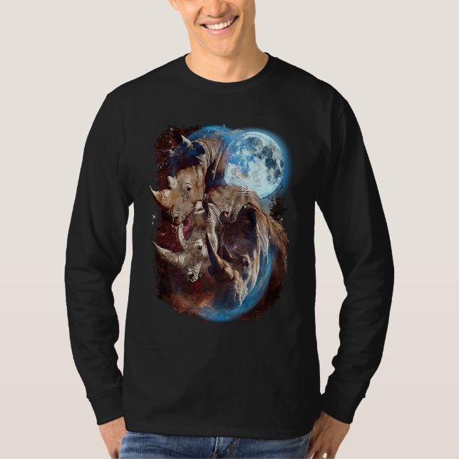 3 Moon Rhinoceros  Rhino Graphic Animal T-Shirt (Front)