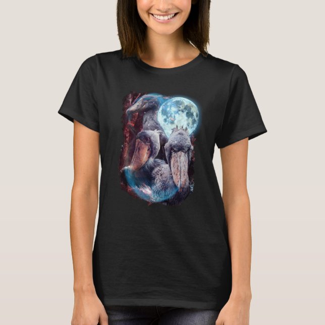3 Moon Shoebill Wading Bird Animal T-Shirt (Front)