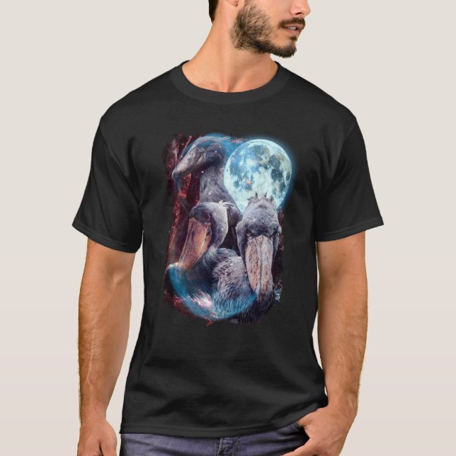 3 Moon Shoebill Wading Bird Animal T-Shirt (Front)