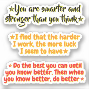 3 Motivational Quotes for Student Inspirational Sticker