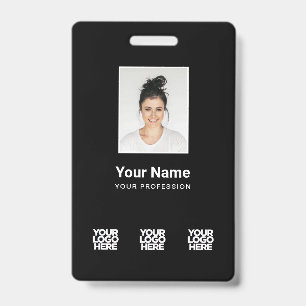 3 Multiple Logos Employee Photo, Bar Code , Name B Badge