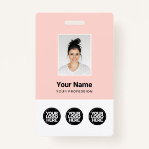 3 Multiple Logos Employee Photo, Bar Code , Name B Badge