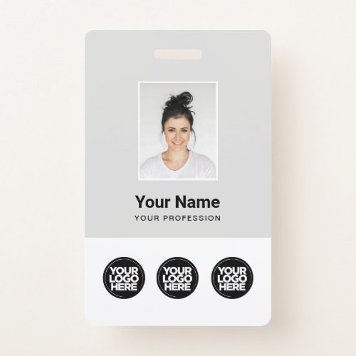 3 Multiple Logos Employee Photo Bar Code  Name Badge