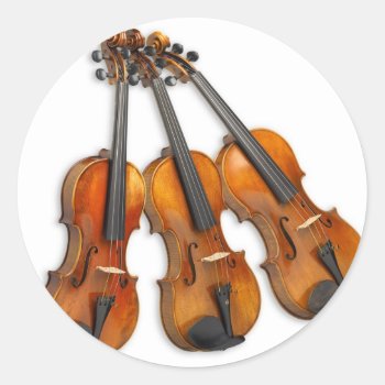 3 Musical Violins Classic Round Sticker by Bubbleprint at Zazzle