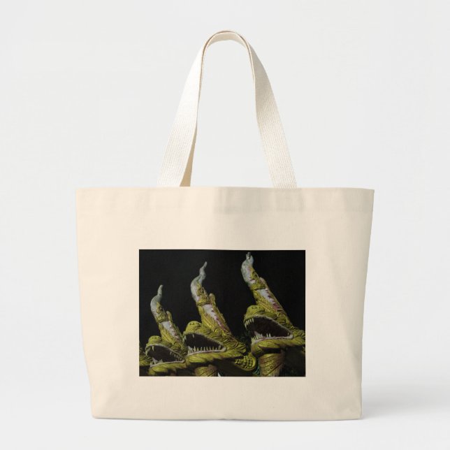 3 Nagas at Night Large Tote Bag (Front)