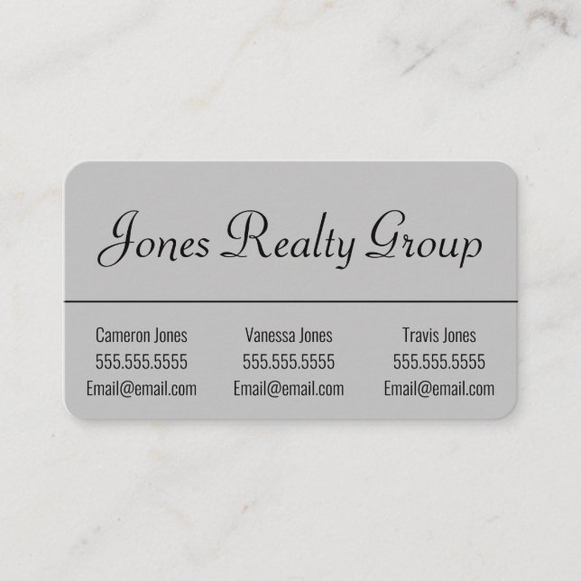 3 Names QR Code Logo | Grey Modern Small Business Card (Front)