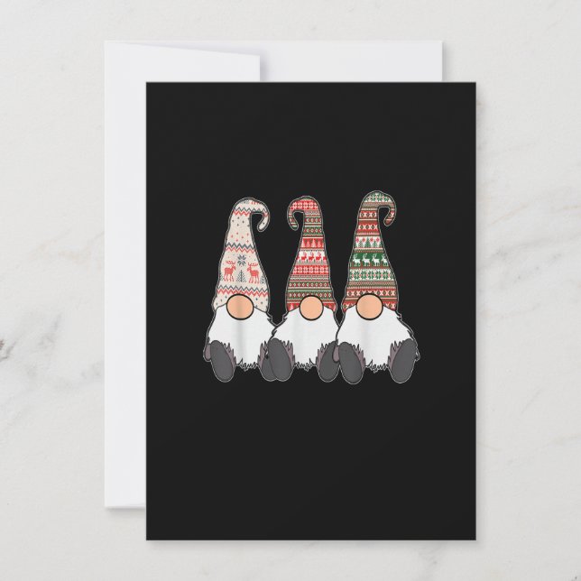 3 Nordic Gnomes Winter Christmas Swedish Tomte Cut Invitation (Front)